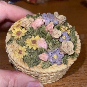 Floral Basket Trinket Box
